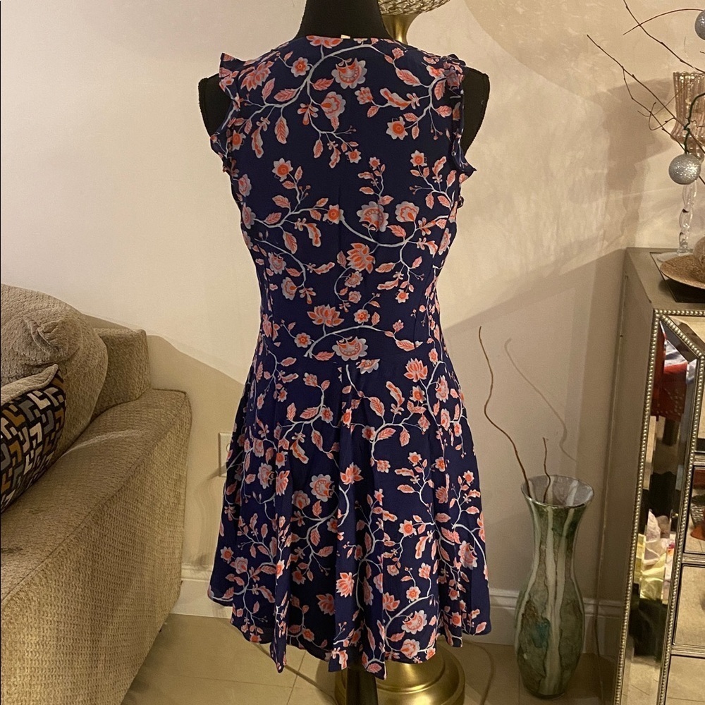 Rebecca Taylor silk Navy Floral Mini Dress size 2 - Picture 8 of 9